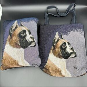 Boxer Dog Tapestry Tote and Pillow Set